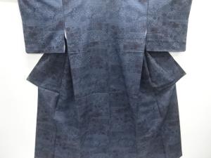 未使用品　板垣に草花模様織り出し手織り紬着物